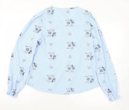 Womens UK Size S Pieces Blue Basic Blouse