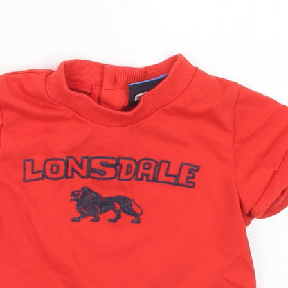 Lonsdale Baby Red  Polyester Basic T-Shirt Size 6-9 Months Crew Neck  - 6-12 months