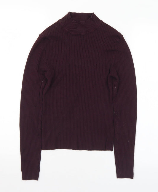 Primark Womens Purple Mock Neck  Viscose Pullover Jumper Size 10   - 10-12