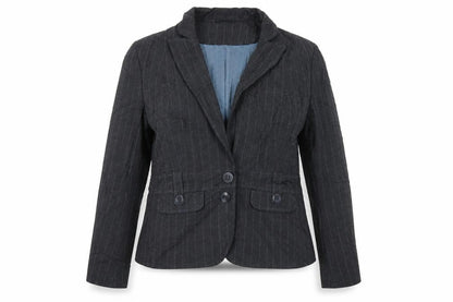 Atuonomy Womens Grey Pinstripe Polyester Jacket Suit Jacket Size 16