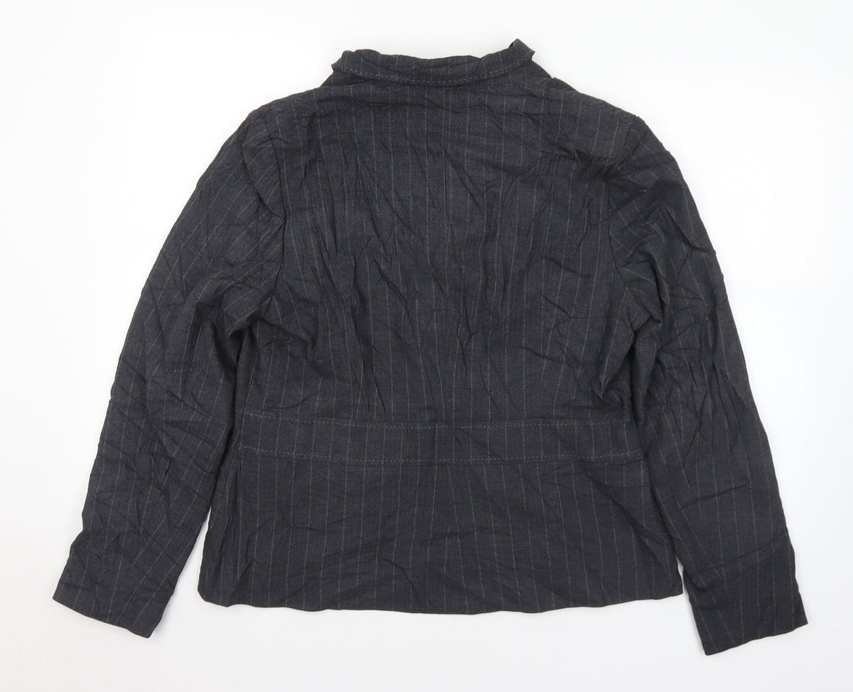 Atuonomy Womens Grey Pinstripe Polyester Jacket Suit Jacket Size 16