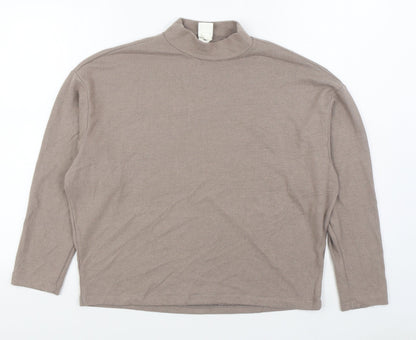 H&M Womens Beige Round Neck  Viscose Pullover Jumper Size XS