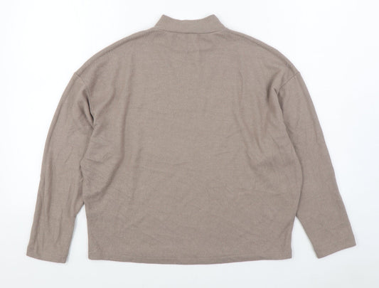 H&M Womens Beige Round Neck  Viscose Pullover Jumper Size XS