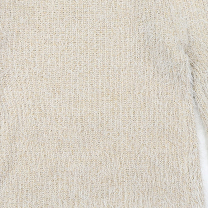 Xiaosa Fushi Womens Beige Round Neck  Cotton Pullover Jumper Size S