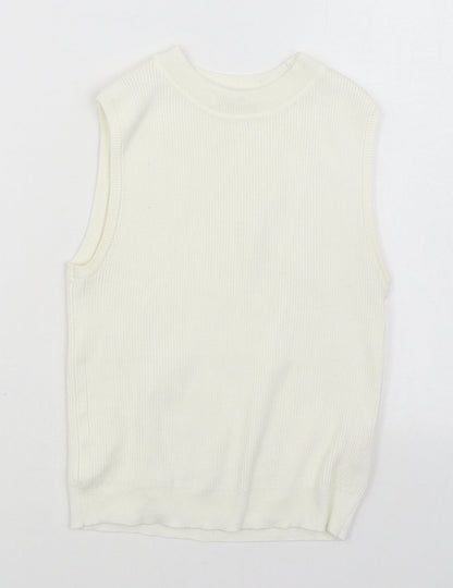 Primark Womens White Round Neck  Polyester Vest Jumper Size S