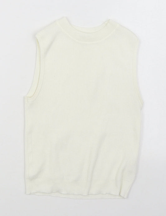 Primark Womens White Round Neck  Polyester Vest Jumper Size S