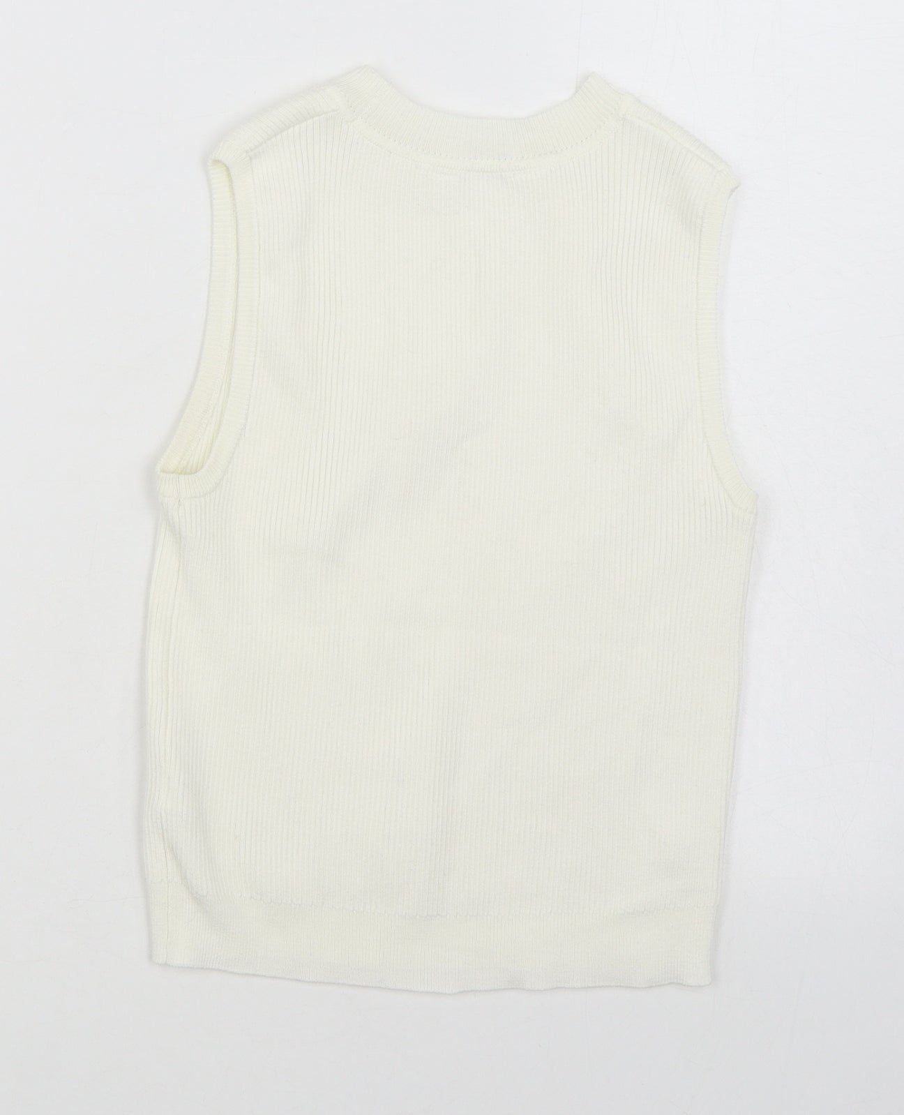 Primark Womens White Round Neck  Polyester Vest Jumper Size S