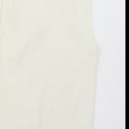 Primark Womens White Round Neck  Polyester Vest Jumper Size S