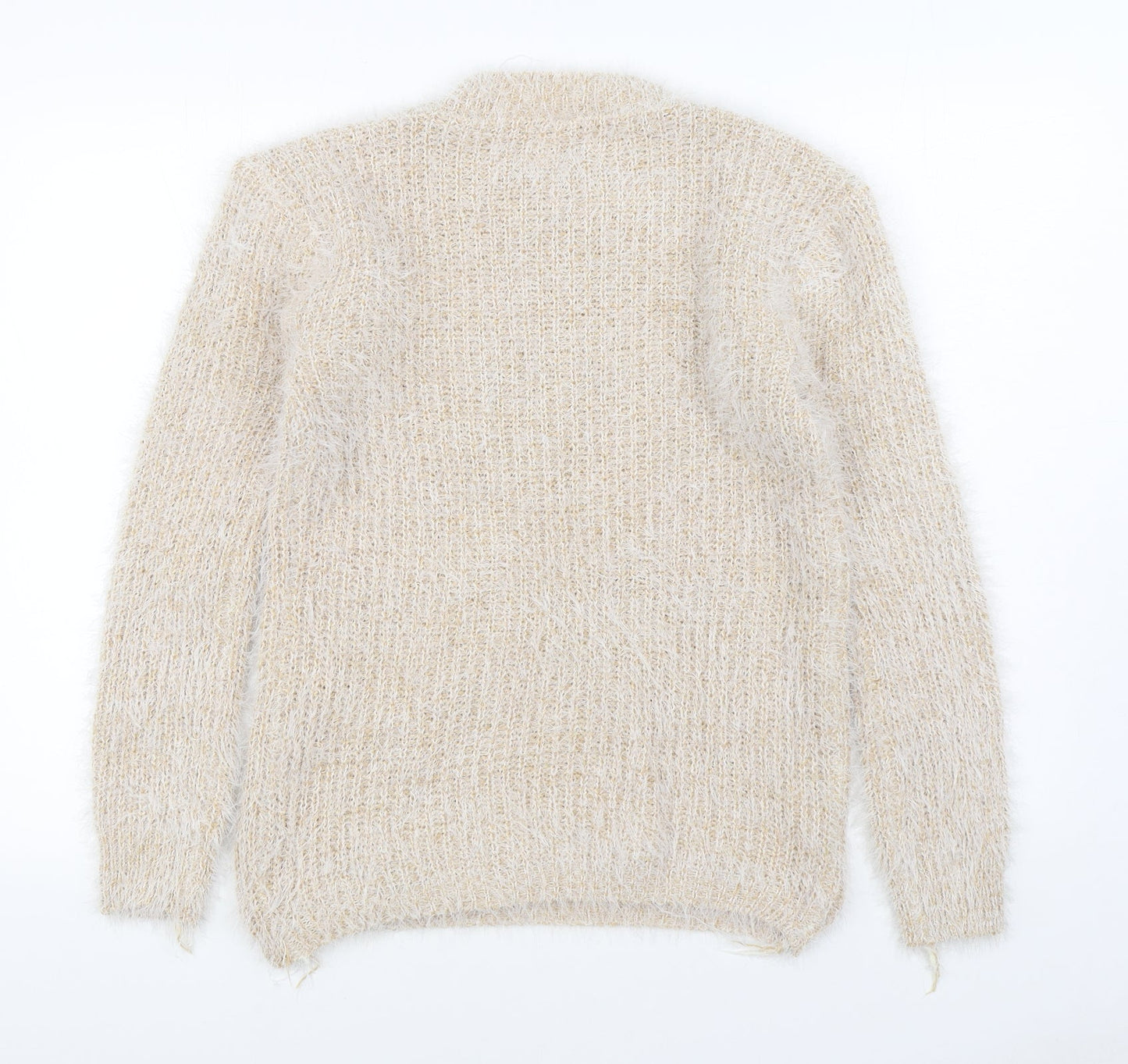 Xiaosa Fushi Womens Beige Round Neck  Cotton Pullover Jumper Size S