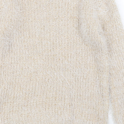 Xiaosa Fushi Womens Beige Round Neck  Cotton Pullover Jumper Size S