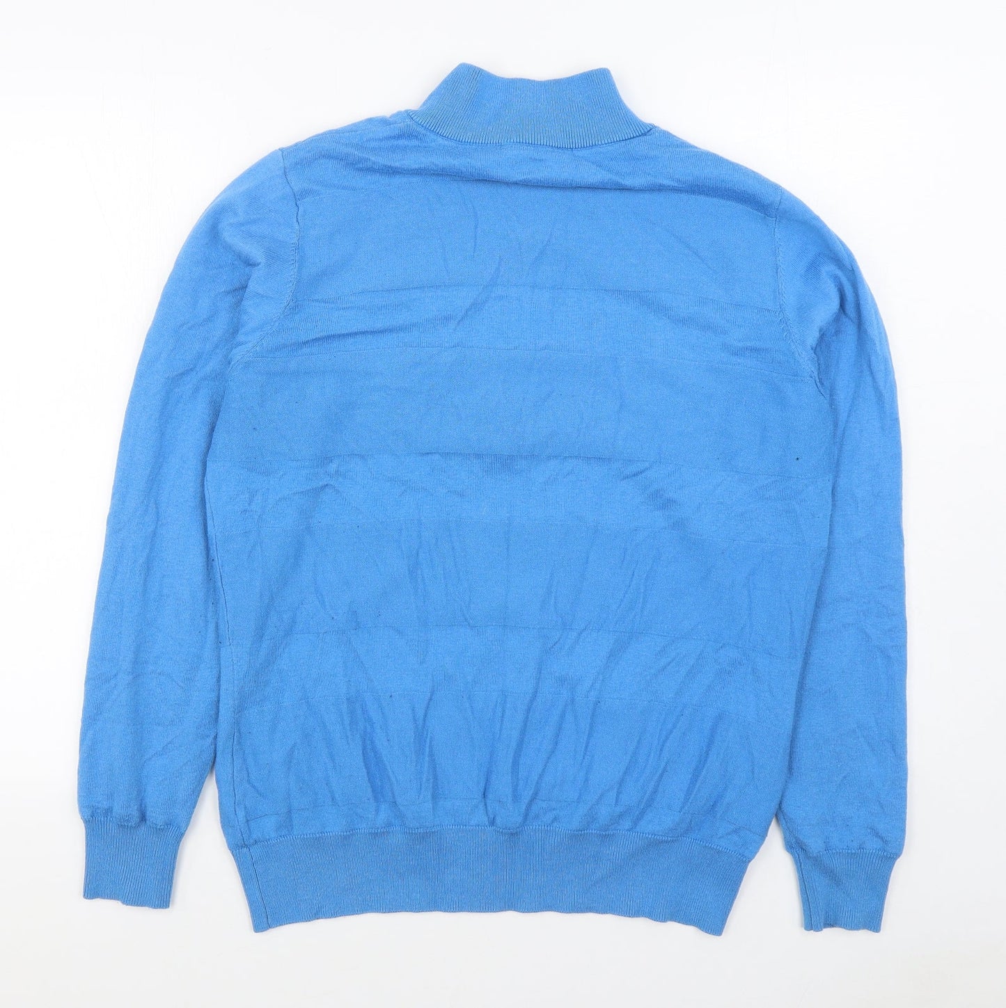 Greenland Womens Blue High Neck  Cotton Cardigan Jumper Size 16