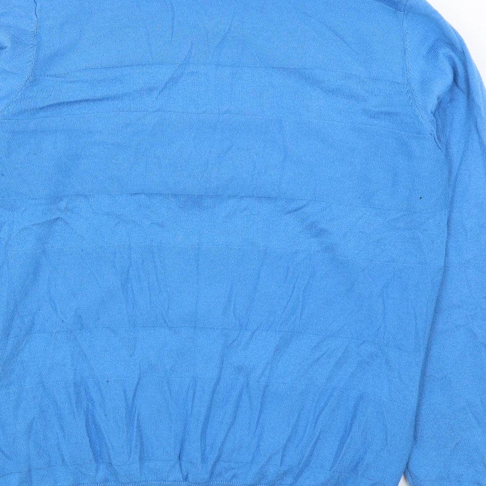 Greenland Womens Blue High Neck  Cotton Cardigan Jumper Size 16