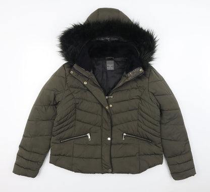 Primark Womens Green   Parka Coat Size L  Zip