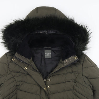 Primark Womens Green   Parka Coat Size L  Zip