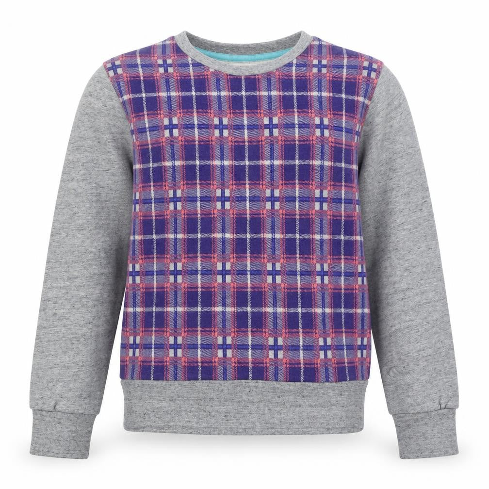 Johnnie b Boys Grey Plaid Cotton Pullover Sweatshirt Size 11-12 Years  Pullover