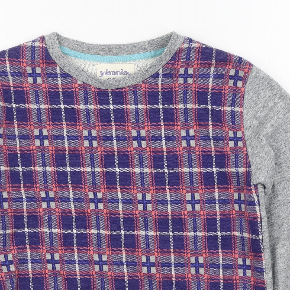 Johnnie b Boys Grey Plaid Cotton Pullover Sweatshirt Size 11-12 Years  Pullover