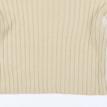 Primark Womens Beige Round Neck  Acrylic Pullover Jumper Size 2XS