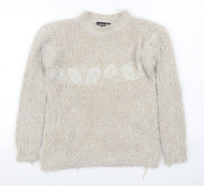 Xiaosa Fushi Womens Beige Round Neck  Cotton Pullover Jumper Size M
