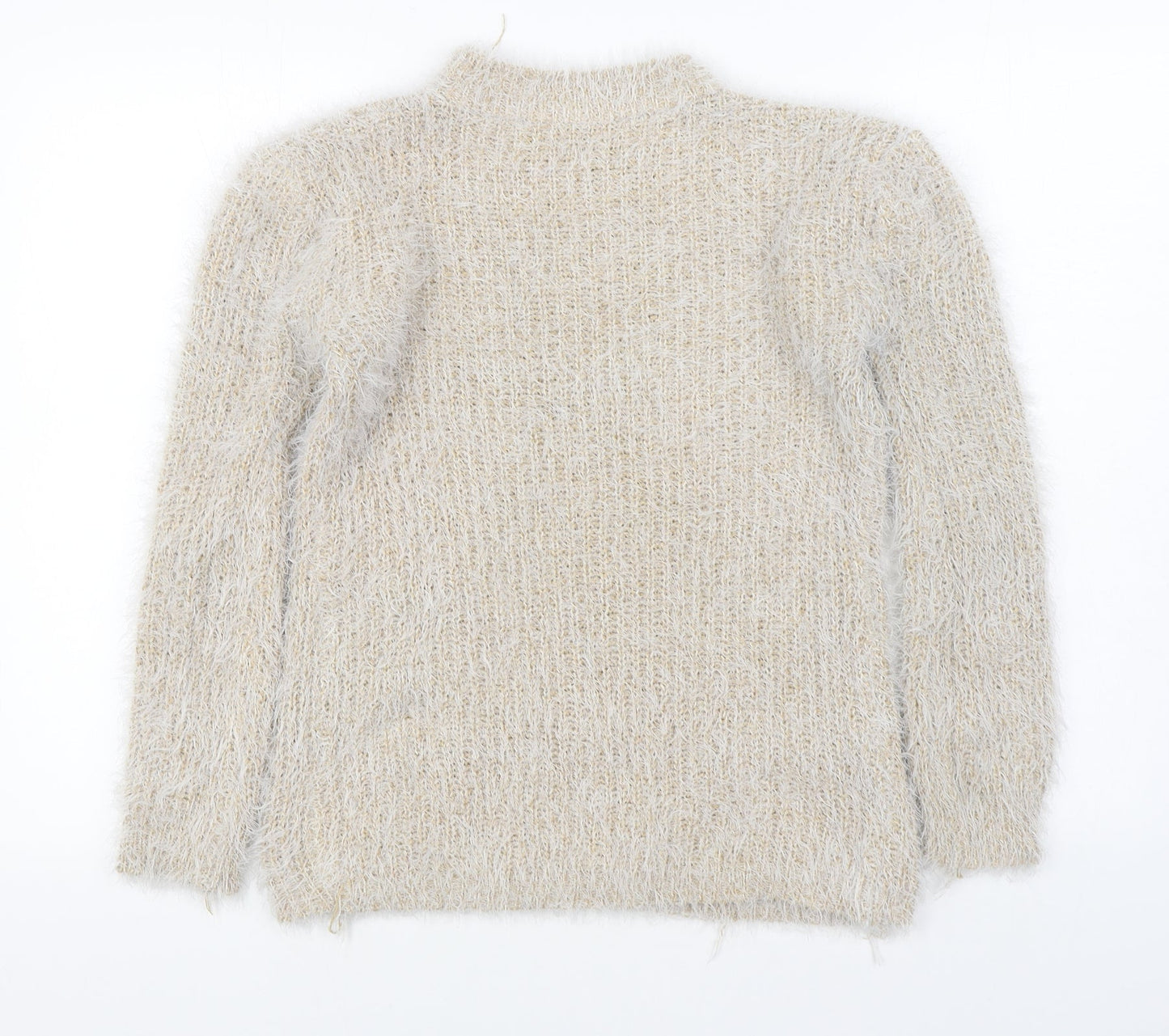 Xiaosa Fushi Womens Beige Round Neck  Cotton Pullover Jumper Size M