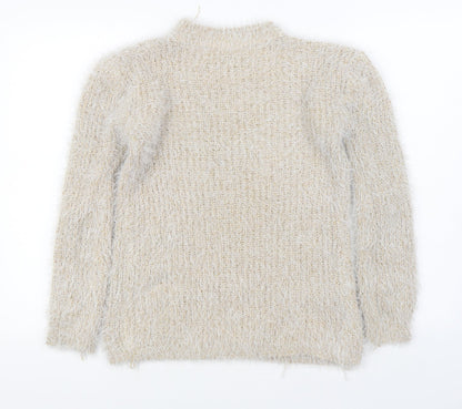 Xiaosa Fushi Womens Beige Round Neck  Cotton Pullover Jumper Size M