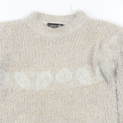 Xiaosa Fushi Womens Beige Round Neck  Cotton Pullover Jumper Size M