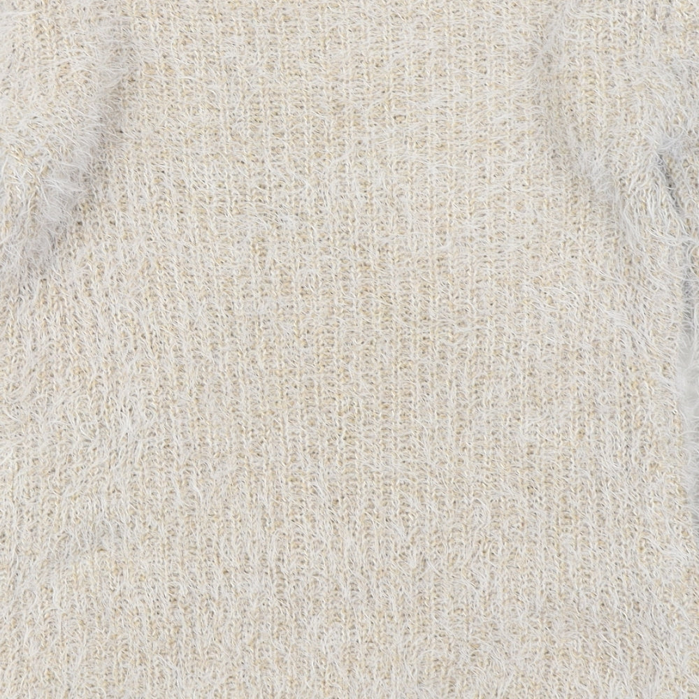 Xiaosa Fushi Womens Beige Round Neck  Cotton Pullover Jumper Size M