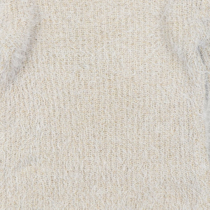 Xiaosa Fushi Womens Beige Round Neck  Cotton Pullover Jumper Size M