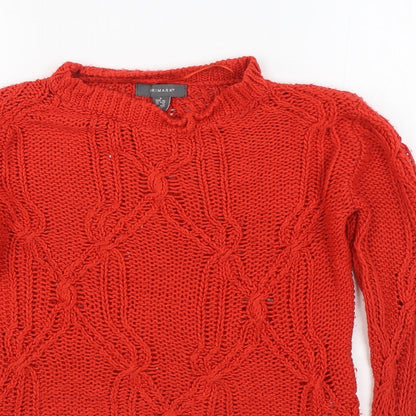 Primark Womens Red Round Neck  Acrylic Pullover Jumper Size S