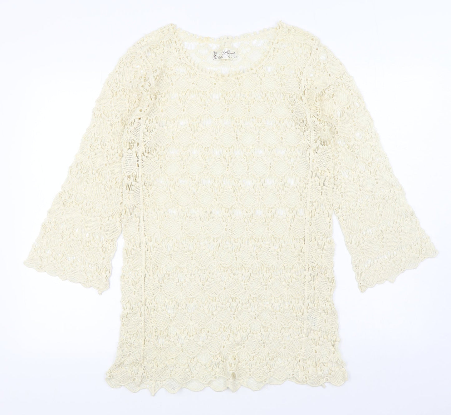 Mirumi Womens Ivory Boat Neck  100% Cotton Pullover Jumper Size M