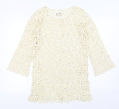 Mirumi Womens Ivory Boat Neck  100% Cotton Pullover Jumper Size M