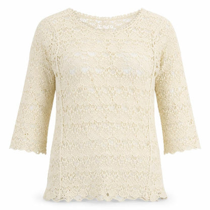 Mirumi Womens Ivory Boat Neck  100% Cotton Pullover Jumper Size M