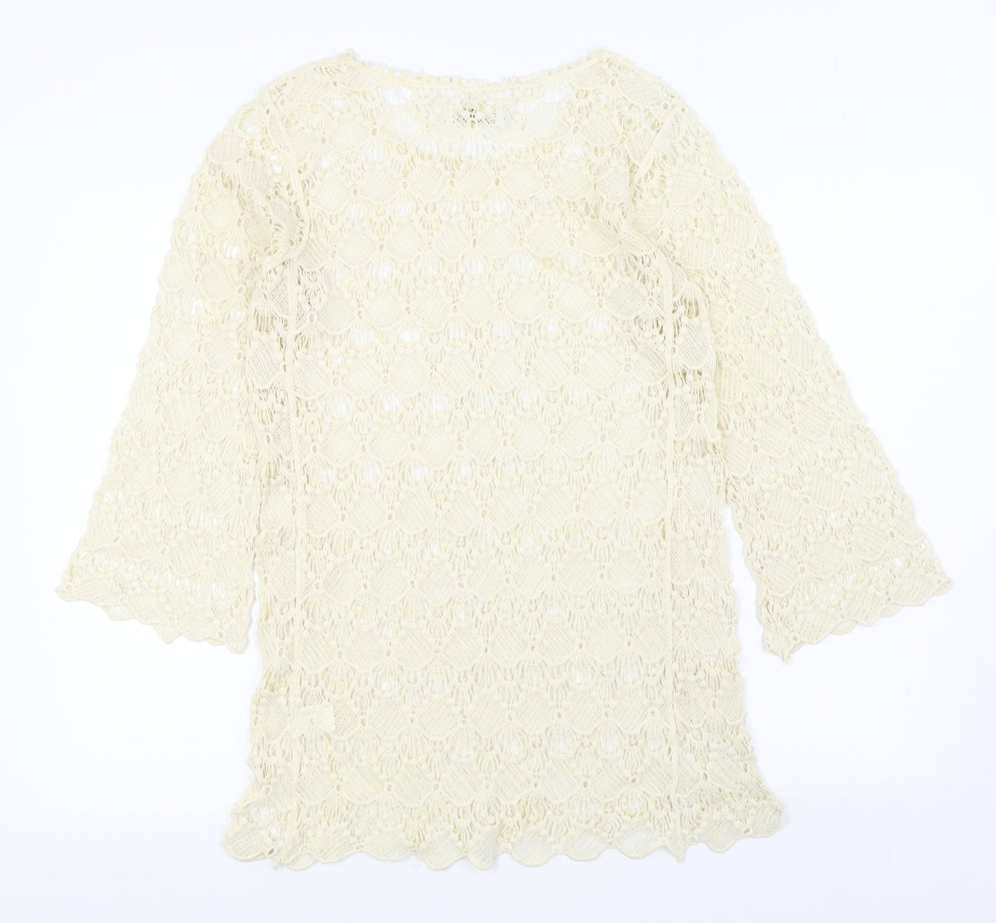 Mirumi Womens Ivory Boat Neck  100% Cotton Pullover Jumper Size M