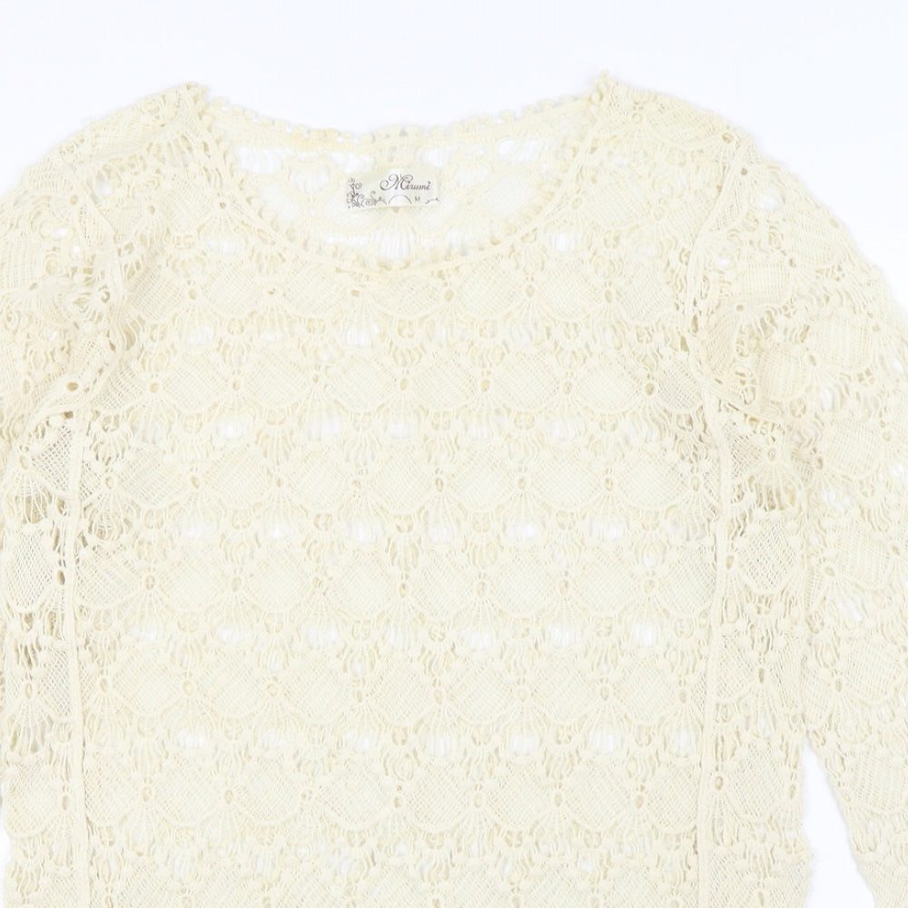Mirumi Womens Ivory Boat Neck  100% Cotton Pullover Jumper Size M