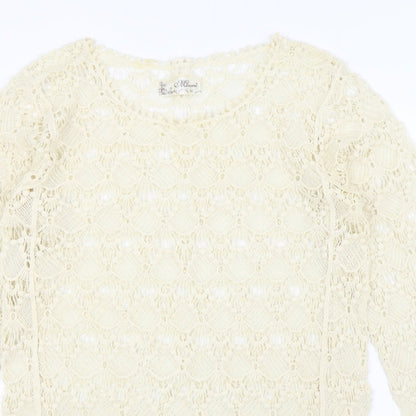 Mirumi Womens Ivory Boat Neck  100% Cotton Pullover Jumper Size M