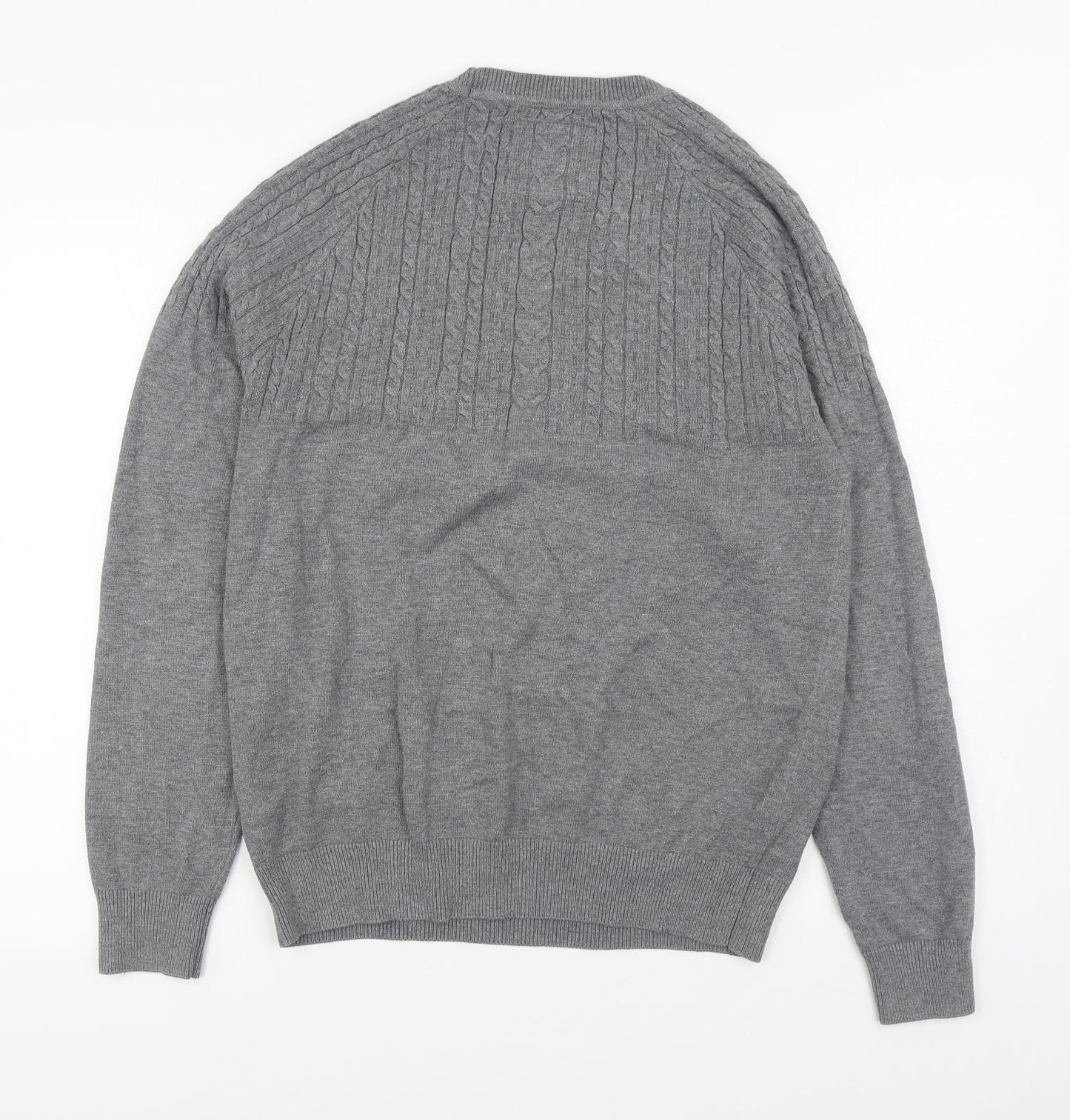 Red Herring Mens Grey Round Neck  Acrylic Pullover Jumper Size S