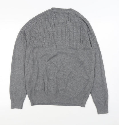 Red Herring Mens Grey Round Neck  Acrylic Pullover Jumper Size S