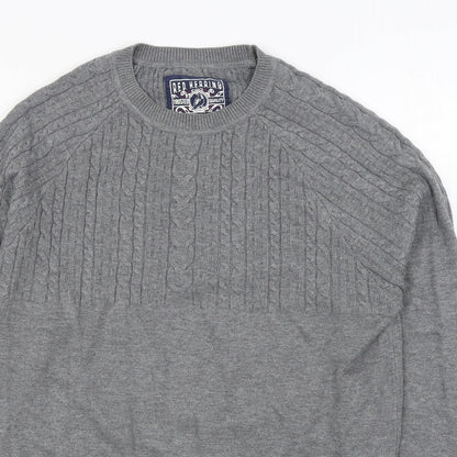 Red Herring Mens Grey Round Neck  Acrylic Pullover Jumper Size S