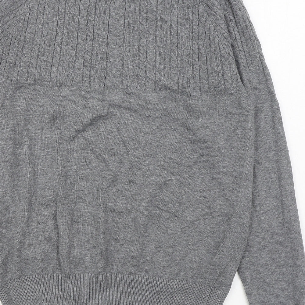 Red Herring Mens Grey Round Neck  Acrylic Pullover Jumper Size S