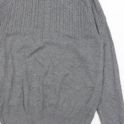 Red Herring Mens Grey Round Neck  Acrylic Pullover Jumper Size S