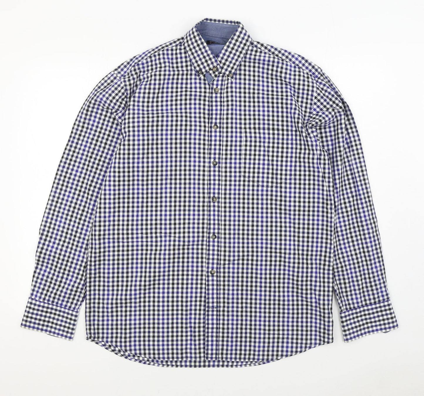 Mens UK Size M Pretend Blue  Button-Up Long Sleeve Casual Shirt
