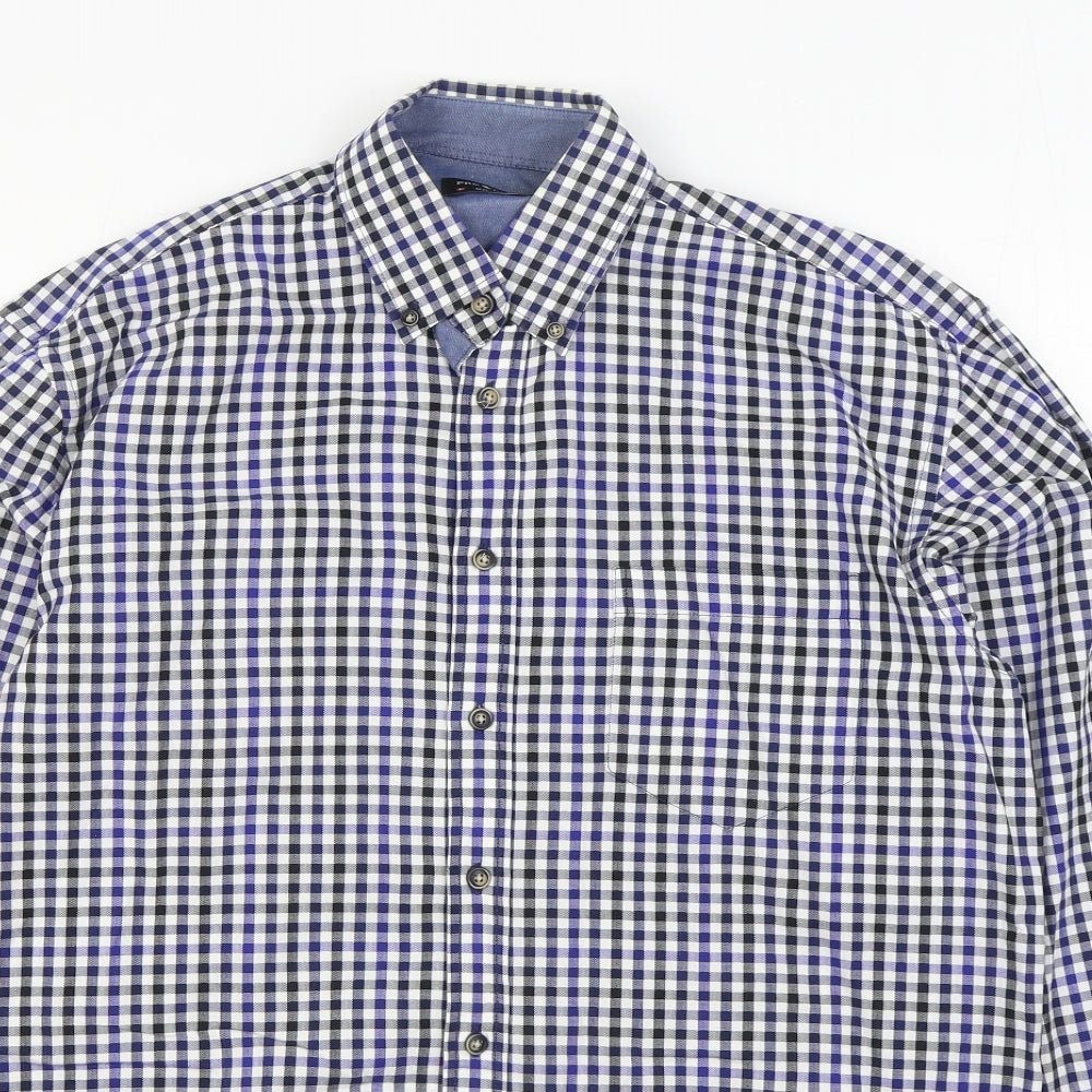 Mens UK Size M Pretend Blue  Button-Up Long Sleeve Casual Shirt