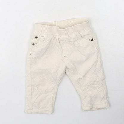 Marks and Spencer Girls Beige  Cotton Cargo Trousers Size 3-6 Months