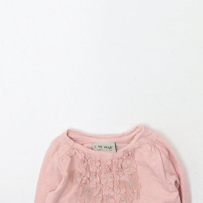 NEXT Girls Pink  Cotton Basic Casual Size 3-6 Months Round Neck