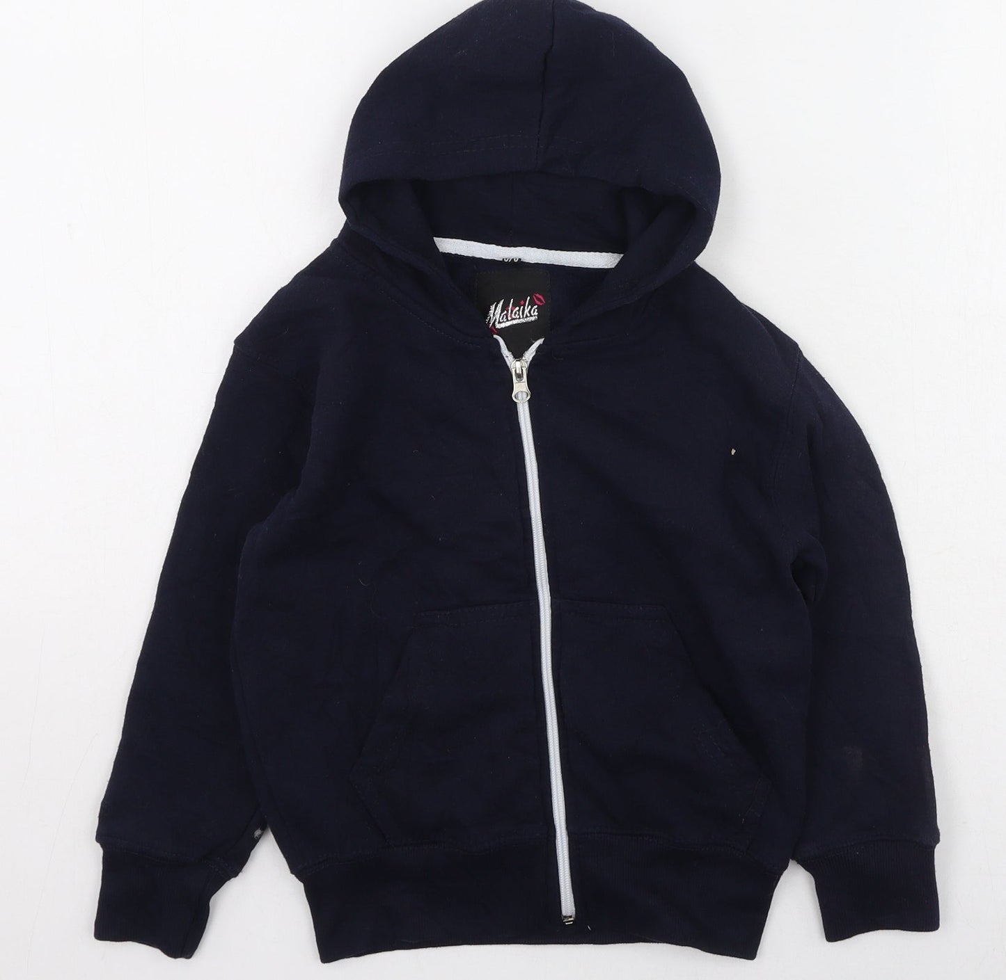 MALIKA Boys Blue Round Neck  Cotton Full Zip Jumper Size 5-6 Years