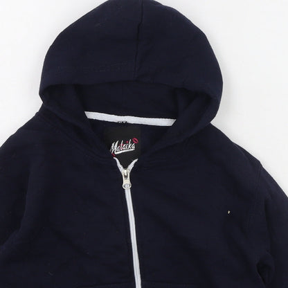 MALIKA Boys Blue Round Neck  Cotton Full Zip Jumper Size 5-6 Years