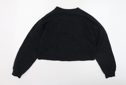 Topshop Womens Black  Polyester Pullover Sweatshirt Size M