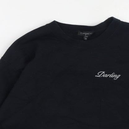 Topshop Womens Black  Polyester Pullover Sweatshirt Size M