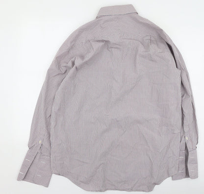 Savile Row Mens Multicoloured Plaid Cotton  Button-Up Size 42 Collared