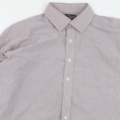 Savile Row Mens Multicoloured Plaid Cotton  Button-Up Size 42 Collared
