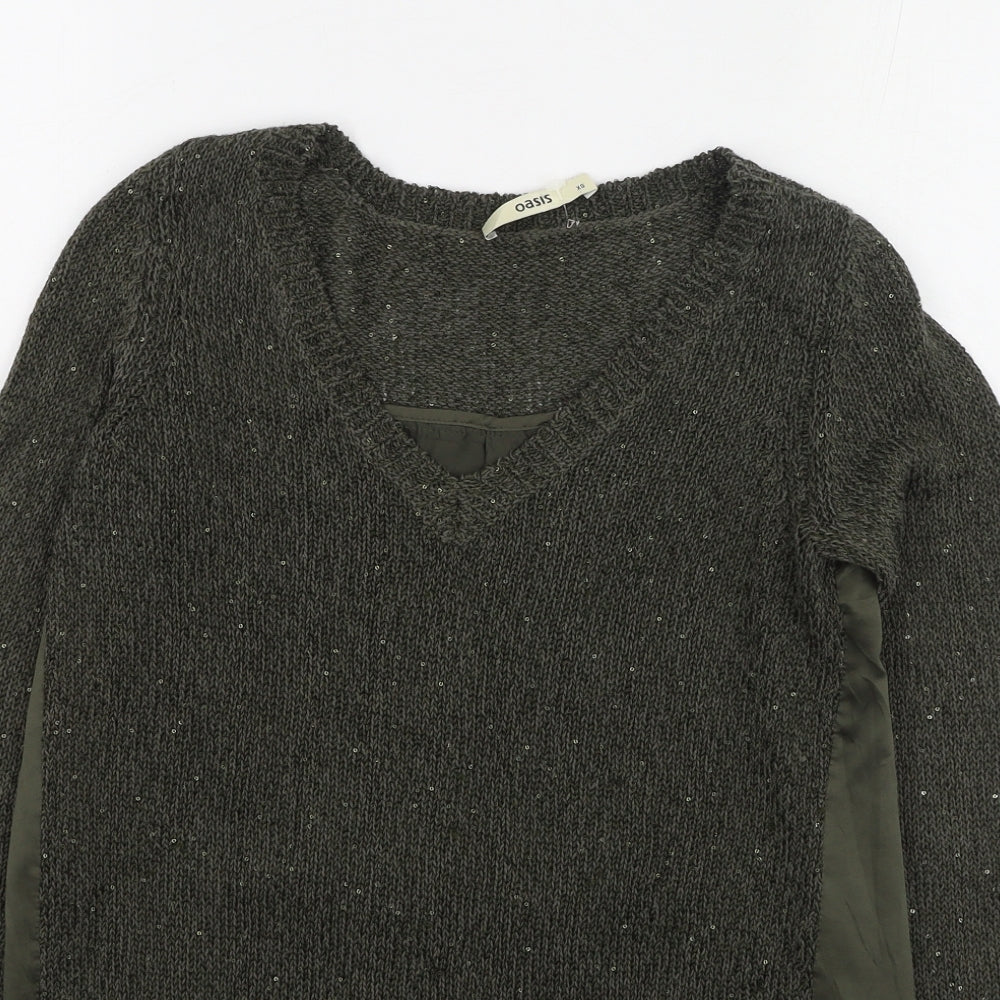 Womens UK Size XS Oasis Green Pullover Jumper
